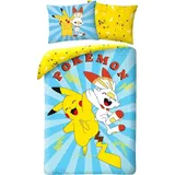 MCU Pokemon Pikachu/Flambino Blau 140 x 200 cm + 65 x 65 cm