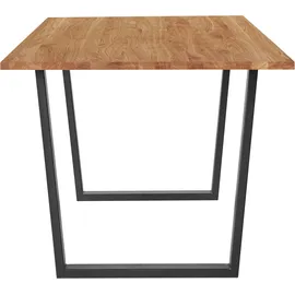 Andas Esstisch, Tischplatte aus massiver Eiche, FSC®- Massivholz, Gestell aus Metall