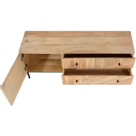 Mendler HWC-L95 TV-Rack 56x145x43cm Natur Holz, Metall, MDF