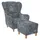 Supellex Ohrensessel Sofia Polyester 72 x 100 x 80 cm Hellgrau mit Hocker