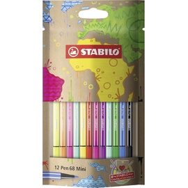 Stabilo Premium-Filzstift - STABILO Pen 68 Mini - #mySTABILOdesign 12er Pack - mit 12 verschiedenen Farben