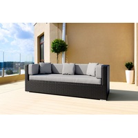 OUTFLEXX Dreisitzer-Sofa, schwarz, Polyrattan, 210x85x70cm, inkl. Polster + wasserfeste Kissenbox