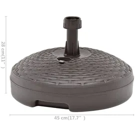 vidaXL Sonnenschirmständer Sand/Wasser 20 L Braun Kunststoff Rattan