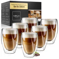 ElbFuchs® Latte Macchiato Gläser doppelwandig [6x 330ml] GASTRO-QUALITÄT | Kristallklare Thermogläser doppelwandig | Ideal als Cappuccino Gläser | Kaffeegläser | Teegläse