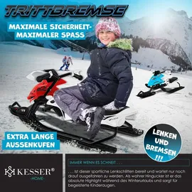 Kesser KESSER® Lenkschlitten mit 2 Fußbremsen Automatisches Zugseil Federung Kufenlenkung Bob Kinderschlitten Rodel Schlitten Skiboblenkschlitten