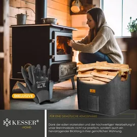 Kesser Brennholzkorb 90 l inkl. Arbeitshandschuhe Schwarz