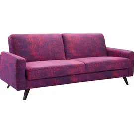 exxpo - sofa fashion 3-Sitzer EXXPO - SOFA FASHION "Side, toller Sitz- & Liegekomfort, Schlafsofa. Breite 222cm. hoher Fuß", rot (wine), B:222cm H:89cm T:93cm, Sofas, mit Schlaffunktion, Bettkasten und hohe Holzfüße, Solitärmöbel