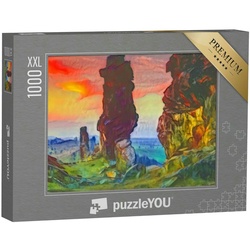 puzzleYOU Puzzle Teufelsmauer im Harz, im Stil von Franz Marc, 1000 Puzzleteile, puzzleYOU-Kollektionen Kunst-Stil Franz Marc