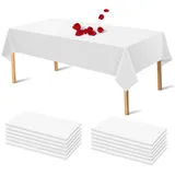 12 Packungen Einweg Tischdecke 137 x 274 cm Weiß Tischdecken Papiertischdecke PEVA wasserfeste Gartentischdecke Rechteckige Tischabdeckung für Partys Geburtstagsfeier Hochzeit Weihnachten Babypartys