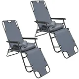 AMANKA Gartenliege 2er Set Relaxliege 178 x 60 x 30 cm grau