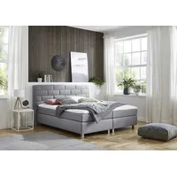 Westfalia Schlafkomfort Boxspringbett, grau, B:195cm L:210cm, Bezug Bett: Feinstruktur