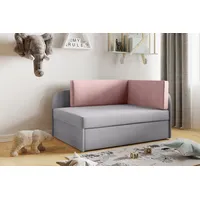 Fun Möbel Kindersofa Sofa Kindersofa Schlafsofa inkl. Bettkasten MAILO Seite Li o. Re, mit Schlaffunktion grau|rosa