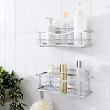 kincmax 2er Pack Duschablage ohne Bohren - Duschregal Set mit 2 Größen - 2x Badregal Shampoo Halterung für die Dusche - Shower Shelf Set - Wellenförmig - Silberfarben