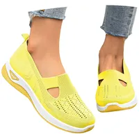 Generisch Schuhe Damen Sommer,Orthopädische Schuhe Damen Sommer Bequem Turnschuhe Sommerschuhe Atmungsaktive Leichte Walkingschuhe Sneaker Elegant Fersensporn Schlupfschuhe Barfußschuhe Gelb 40 - 40 EU