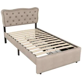 lanki international gmbh Polsterbett 90 x 200 cm Beige/Grau
