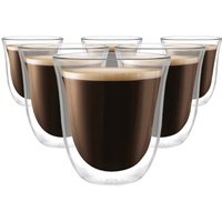 Ecarla Latte macchiato gläser set 6 x 220 ml | Thermogläser Doppelwandig | Kaffeeglas, Trinkgläser, Teegläser, Cappuccino Gläser aus Borosilikatglas (6 x 220 ml)