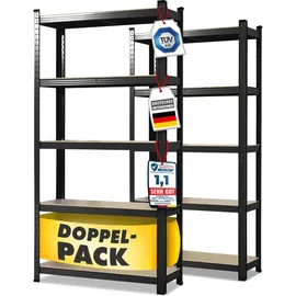 Karat Schwerlastregal Odin 2er Set Traglast bis 875 kg Schwarz 200 x 120 x 60 cm