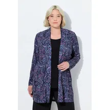Ulla Popken Shirtjacke Jerseyjacke ohne Verschluss Schalkragen Langarm Schwarz 62/64