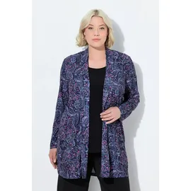 Ulla Popken Shirtjacke Jerseyjacke ohne Verschluss Schalkragen Langarm Schwarz 62/64