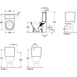 Villeroy & Boch O.novo Aufputzspülkasten 394 x 147 x 370 mm Weiß Alpin mit CeramicPlus