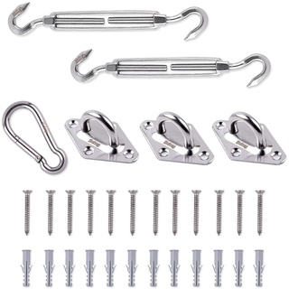 Sekey Sonnensegel Befestigungs Kit Zubehör Montage 8 Zoll, zur Befestigung von Dreieckiges Sonnensegel, Karabiner Montageset aus Edelstahl, 30-teilig