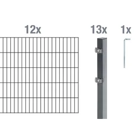 GAH Alberts Doppelstabmattenzaun Set 12 Matten 1,0 x 24 m grau