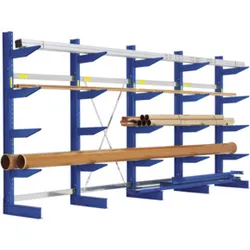 Bito Kragarmregal Set / NT600 IPE140 TypS H2500xL5376xT740 mm 6 Ständer, einseitig enzianblau