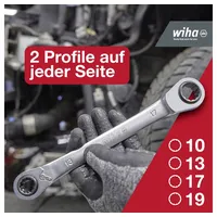 Wiha Doppelring-Ratschenschlüssel 4 in 1 10-19 mm