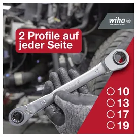 Wiha Doppelring-Ratschenschlüssel 4 in 1 10-19 mm