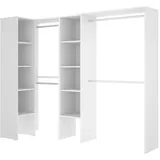 Dmora Kleiderschrank Dmagrin, Struktur für begehbaren Eckschrank, offene Eckgarderobe, 228 x 79 x 187 cm, Weiß