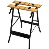 DURHAND Werkbank, Hobelbank, Verstellbarer Werktisch, Stahl, MDF, Natur+Schwarz, 60,5 x 62,5 x 78,5 cm