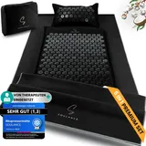 SOULANCE Akupressurmatte mit Kissen- 5-in-1 Premium Set [inkl. Yoga-Tuch] & Tragetasche,Kokosfaserfüllung – Massagematte, Akupunkturmatte gegen Nacken-und Rückenschmerzen
