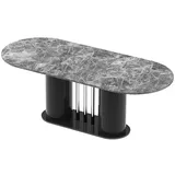 designimpex Esstisch Design Esstisch HCE-111 Oval Hochglanz ausziehbar Tisch Esszimmer rund schwarz