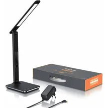 Brandson dimmbare LED Schreibtischlampe in Lederoptik Temperatur-, Alarm- & Kalenderfunktion -