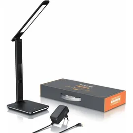 Brandson dimmbare LED Schreibtischlampe in Lederoptik Temperatur-, Alarm- & Kalenderfunktion -