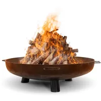 Moodz Feuerschale 80 cm - Feuerschalen für den Garten - Feuerschale aus 3 MM Dick Cortenstahl - 80x80x23,5cm - Mit Füßen und Griff