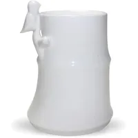 Zen’Arôme - Duftlampe für Duftwachs und Schmelzwürfel - Duftbrenner und Diffuser für Ätherische Öle aus Weißer Keramik mit Bambusmotiv - Kerzenhalter Aromatherapie, Höhe: 12 cm