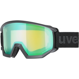 Uvex athletic FM - Skibrille für Damen und Herren - Filterkategorie 2 - beschlagfrei - black matt/green-LGL - one size