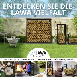 lawa living and lifestyle Feuerholzregal außen mit Dach verzinkt Kaminholzregal Metall mit Plane 188x70x188 Silber Brennholzregal Stapelhilfe Kaminholz - Silber