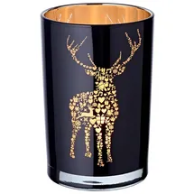 Edzard Teelichtglas Fancy Glas Schwarz/Gold