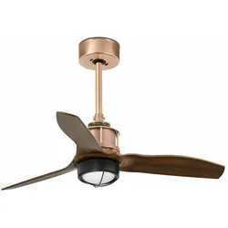 JUST FAN XS LED-Deckenventilator aus Kupfer/Holz, 81 cm