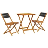 vidaXL 3-tlg. Bistro-Set Schwarz Polypropylen und Massivholz