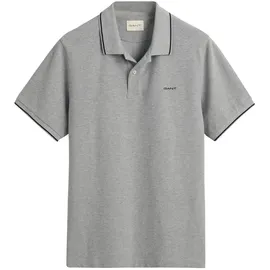 GANT Tipped Piqué Kurzarm-poloshirt Grey Melange 2XL