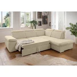 luma-home Ecksofa, Greige, Textil, 4-Sitzer, Füllung: Komfortschaum, L-Form, Eckteil, einzeln stellbar, Ottomane rechts,L-Form, 283x228 cm, Wohnzimmer, Sofas & Couches, Wohnlandschaften, Ecksofas