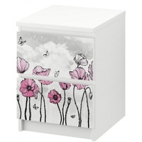 MyMaxxi Möbelfolie MyMaxxi - Klebefolie Möbel kompatibel mit IKEA Malm Kommode - Motiv Zauberland Blümchen - Möbelfolie selbstklebend - Dekofolie Tattoo Aufkleber Folie - Blume Blatt Schmetterling 40.2 cm x 43.5 cm