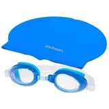 AquaSport Kinder-Badekappe und Schwimmbrille aus Kunststoff, Blau, 12 Stück