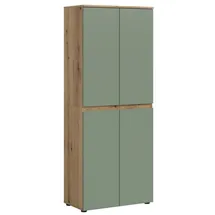 xonox.home Kleiderschrank Scarpa 4-türig 0 x 0 x 0 cm Smoke Green/Evoke-Eiche Dekor