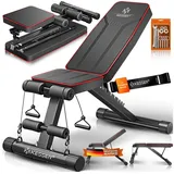 KESSER Hantelbank Multifunktionale Trainingsbank mit Rückenlehne 500kg Belastbarkeit, (Klappbare Verstellbare Mehrzweck-Hantelbank Flachbank zum Bankdrücken), Fitnessgerät Ganzkörpertraining Schrägbank für Fitness & Training rot|schwarz