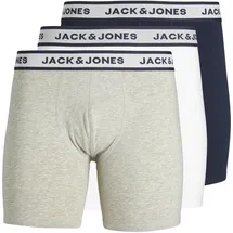 JACK & JONES Solid Boxershorts 3 Einheiten Light Grey Melange / Pack White Navy Blazer L