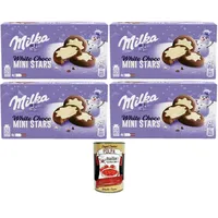 Milka White Choco Mini Stars,Weiße Schoko-Ministerne, 4x150 gr+Polpa 400g